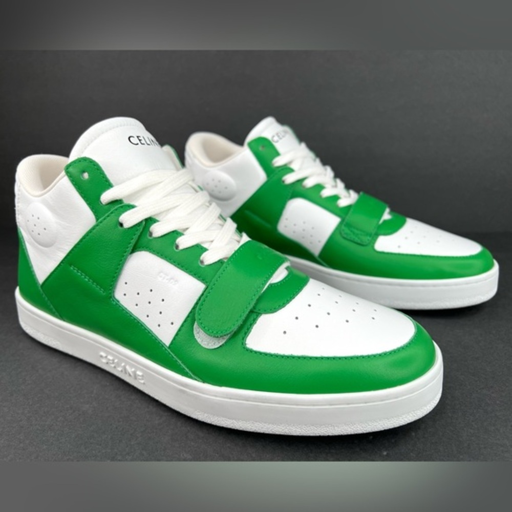 CELINE CT-02 MID SNEAKER OPTIC WHITE / GREEN MEN SNEAKERS EU 44 - US 11